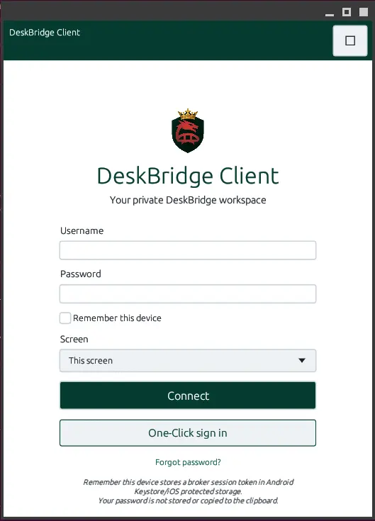 Current client sign-in interface