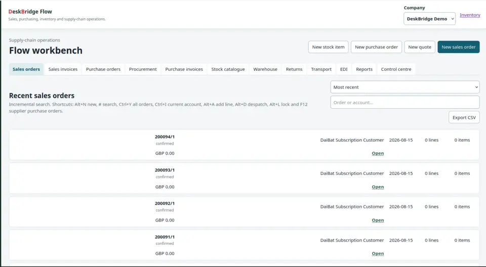 Flow interface preview