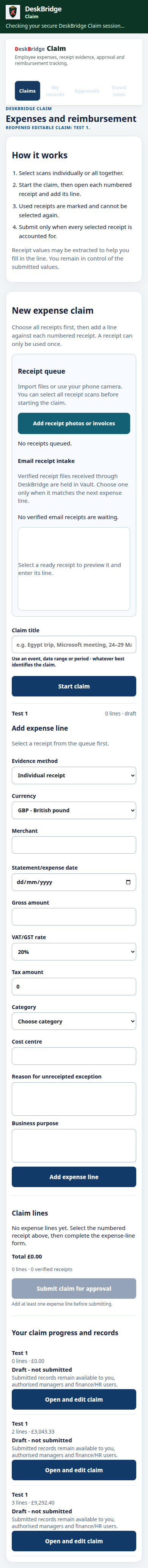 Claim validated release-candidate interface at Mobile 390px