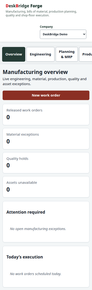 Forge validated release-candidate interface at Mobile 390px
