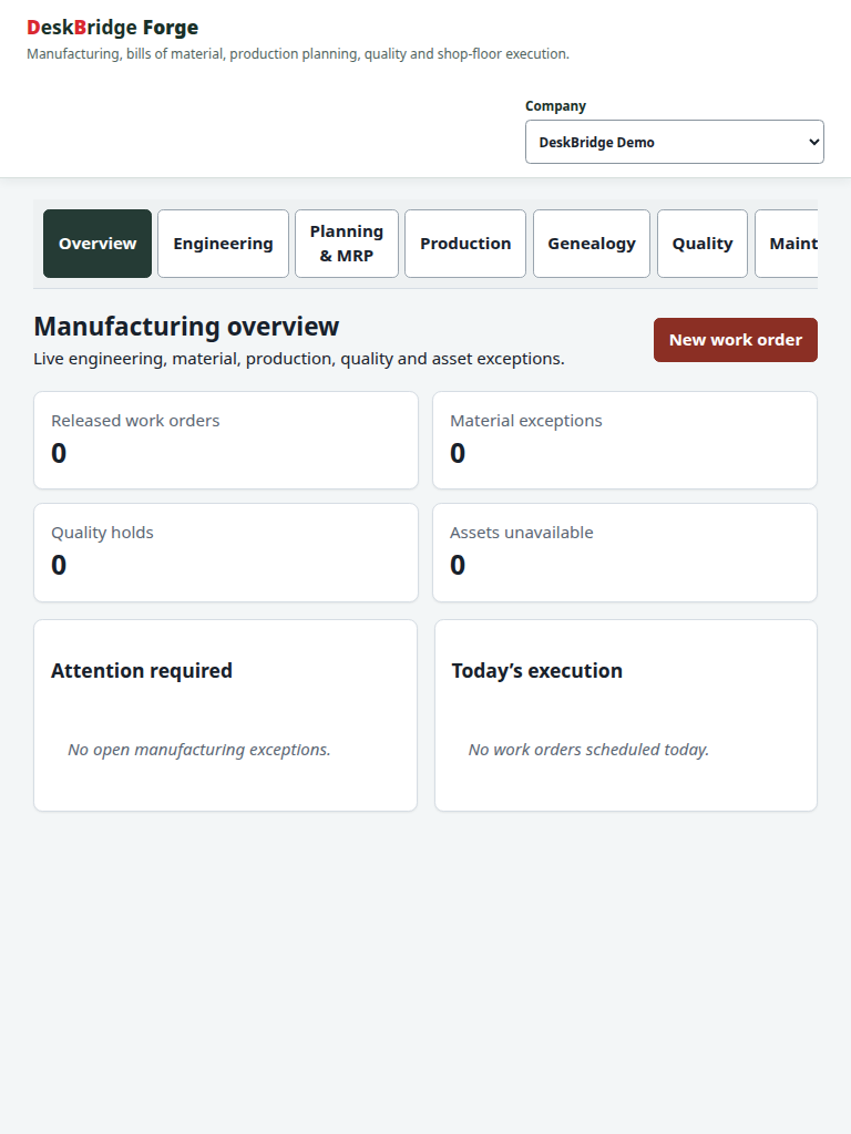 Forge validated release-candidate interface at Tablet 768px